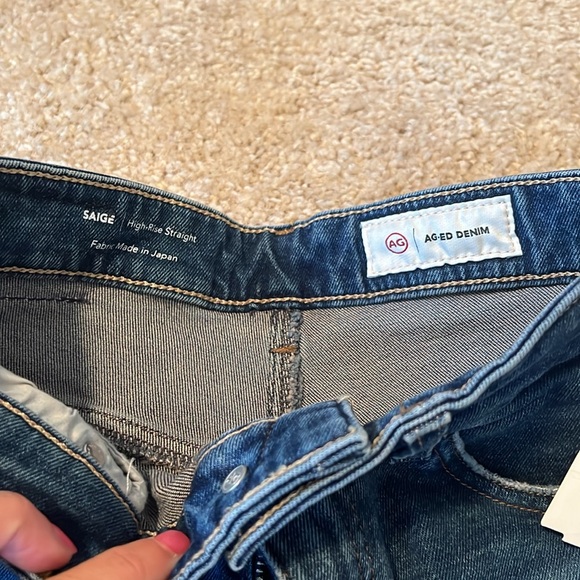 AG Adriano Goldschmied Saige high rise straight denim jean size 25 blue pants - Picture 3 of 6